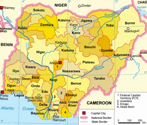 Cộng hòa Nigeria Thuộc Châu Lục Nào? Khám phá Địa lý & Chính trị Bản đồ chính trị Nigeria