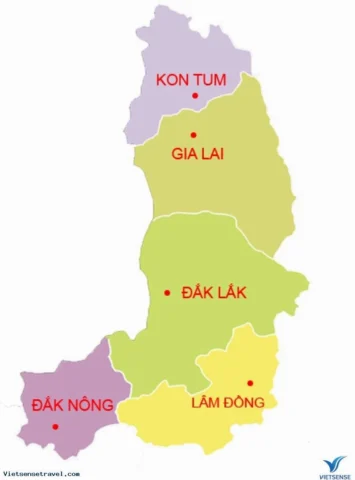 Vị trí địa lí Tây Nguyên không tiếp giáp khu vực nào? Bản đồ du lịch và địa lý vùng Tây Nguyên Việt Nam