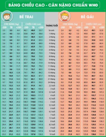 Cân nặng tiêu chuẩn của trẻ 2026: Hướng dẫn chi tiết Bảng chiều cao cân nặng cho trẻ