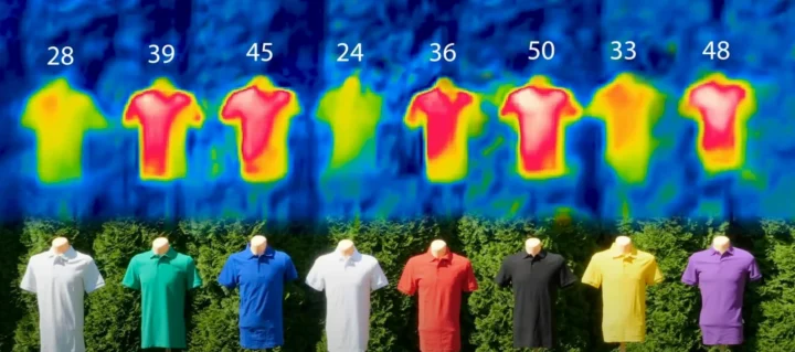 Biểu đồ so sánh khả năng hấp thụ nhiệt của các màu