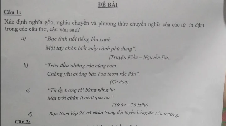 Các loại nghĩa chuyển trong ngôn ngữ