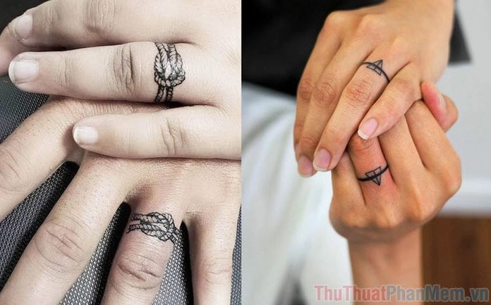 Cận cảnh hình xăm nhẫn đơn giản trên ngón áp út