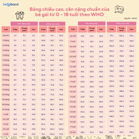 Cân nặng tiêu chuẩn của trẻ 2026: Hướng dẫn chi tiết Cân nặng chiều cao chuẩn của trẻ