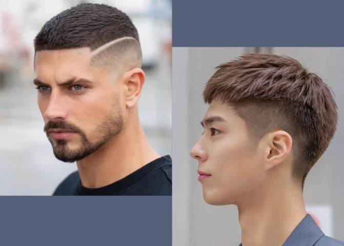 Chàng trai với kiểu tóc nam ngắn thời trang