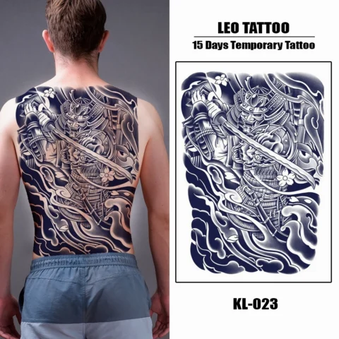 Chi tiết hình xăm samurai với rồng và hoa anh đào