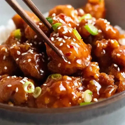 Gà Tướng Tso với nước sốt sánh đặc