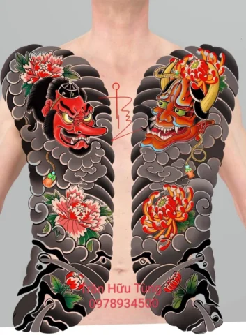 Hình xăm cá chép Nhật trước ngực