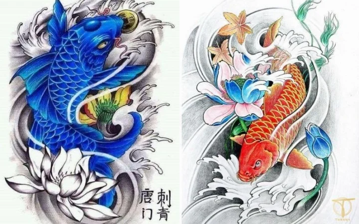 Hình xăm cá chép trên cánh tay thể hiện sự mạnh mẽ