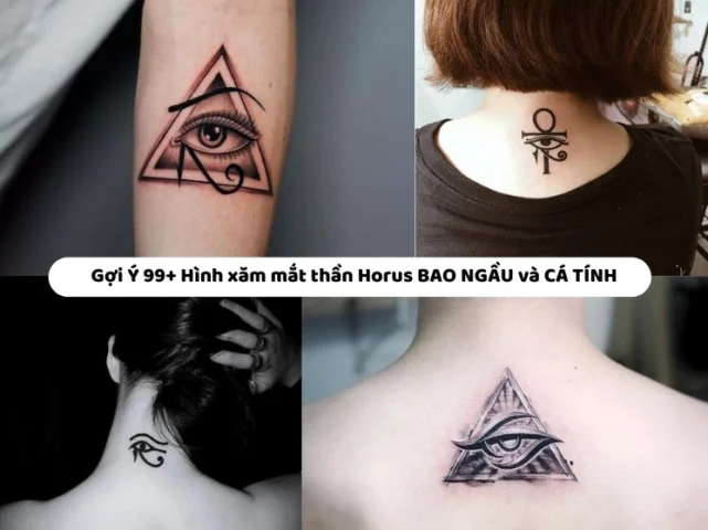 Hình xăm con mắt thần Horus trên cánh tay