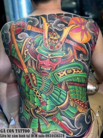 Hình xăm full lưng samurai uy dũng