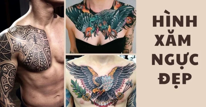 Hình xăm hình học trên ngực nam
