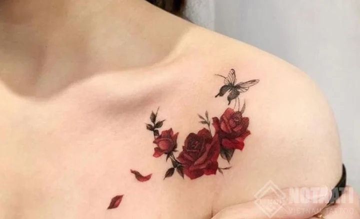 Hình xăm hoa hồng nghệ thuật