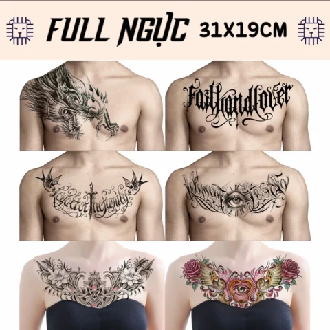 Hình xăm hoa văn tinh tế ở ngực nữ