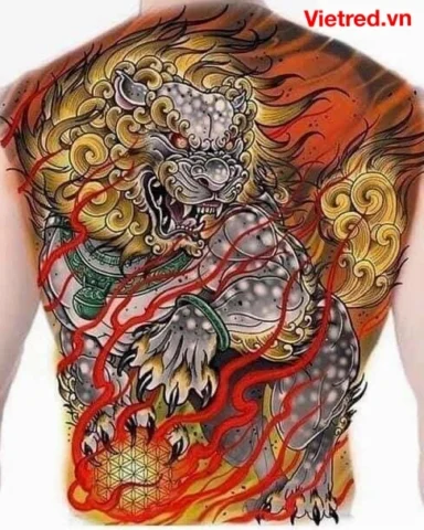 Hình xăm kỳ lân full lưng ấn tượng