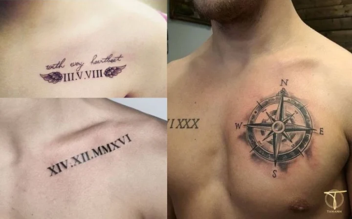 Hình xăm la mã đẹp ở ngực nam