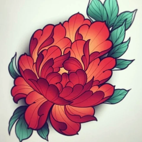 Hình xăm mẫu đơn phong cách màu nước