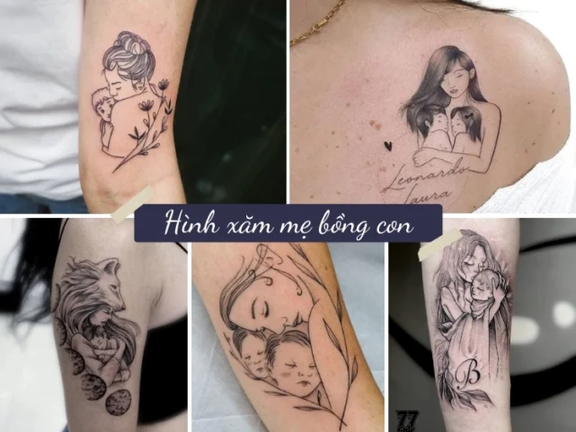 Hình xăm mẹ và con tinh tế