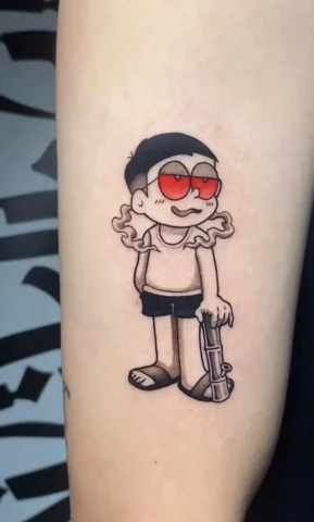 Hình xăm Nobita tối giản phong cách Nhật cổ