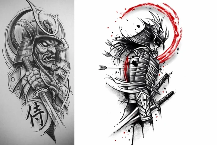 Hình xăm Samurai đang chiến đấu thể hiện sự mạnh mẽ