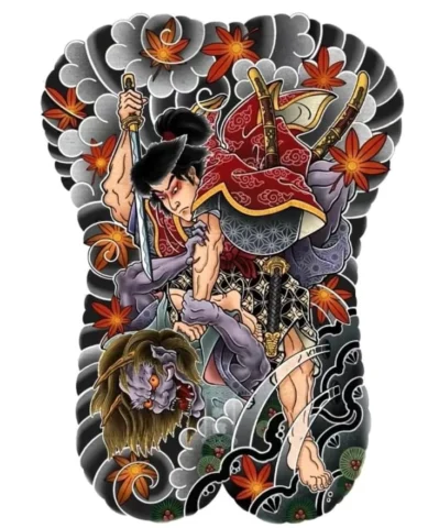 Hình xăm Samurai trên cánh tay thể hiện sự mạnh mẽ và quyết đoán