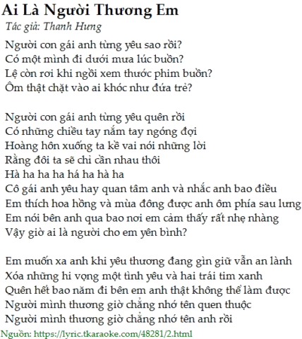 Lời bài hát Ai Là Người Thương Em