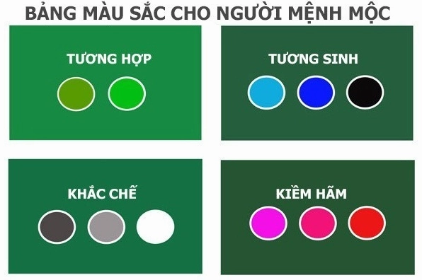 Lựa chọn trang phục màu xanh lá cây và xanh dương cho người mệnh Mộc.