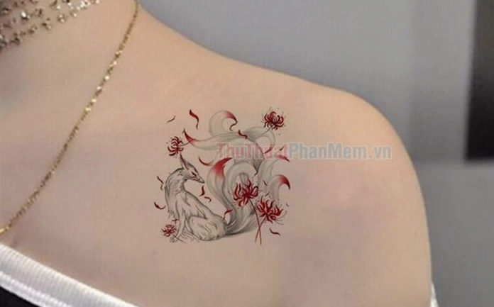 Mẫu hình xăm hồ ly mini nhiều chi tiết