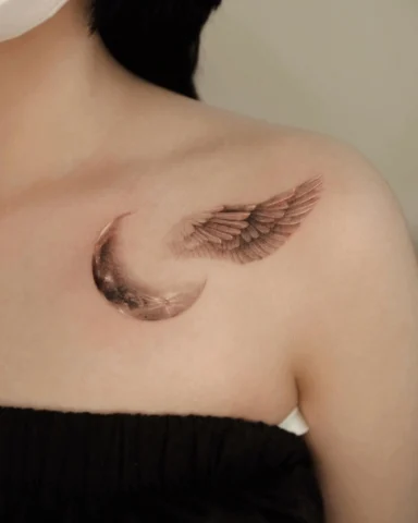 Mẫu hình xăm hoa lá trên quai xanh