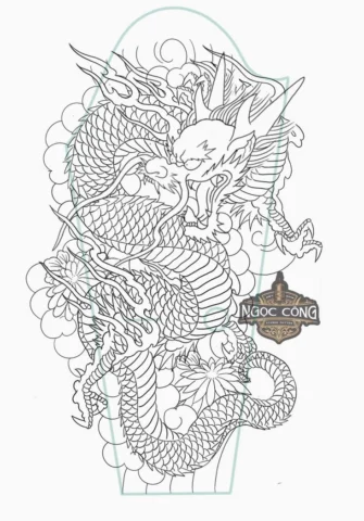 Mẫu hình xăm rồng full chân uy phong