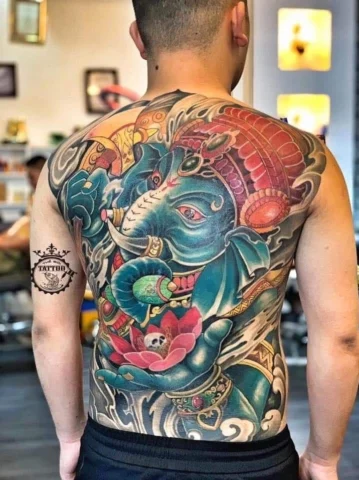 Mẫu hình xăm voi thần tài phong cách ấn độ