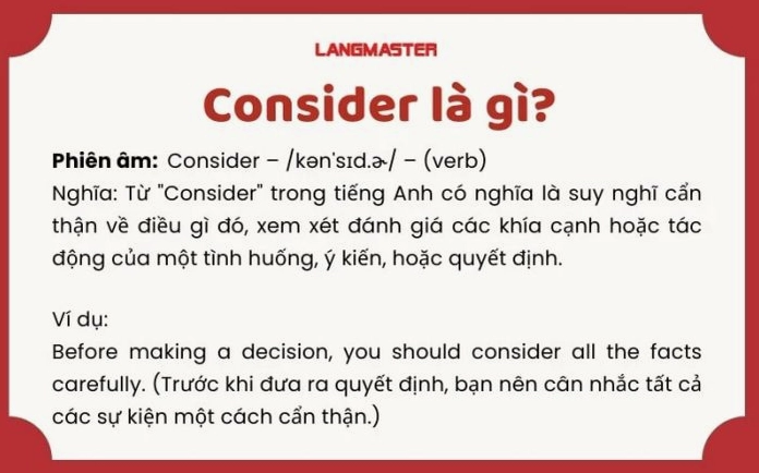 Minh họa cấu trúc câu với consider