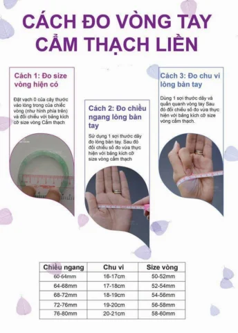 Người đo ni tay bằng thước dây để chọn vòng cẩm thạch