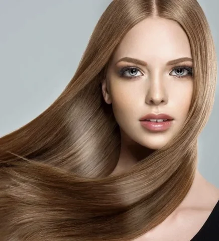 Phụ nữ vuốt ve mái tóc suôn mượt