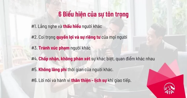 Sáu biểu hiện của sự tôn trọng