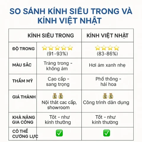 So sánh các loại kính trong