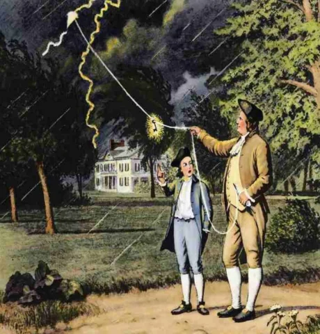 Thí nghiệm con diều của Benjamin Franklin chứng minh sấm sét mang theo điện