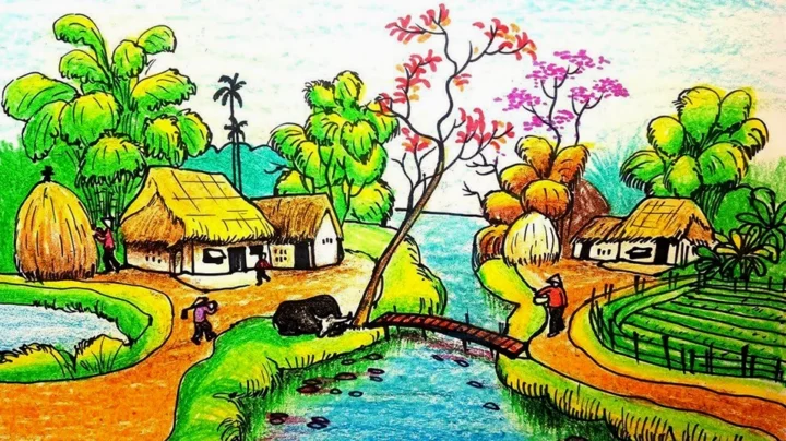 Vẽ Cảnh Đồng Quê: Hướng Dẫn Chi Tiết Cho Nghệ Sĩ 2026 Tranh vẽ cảnh đồng quê của học sinh