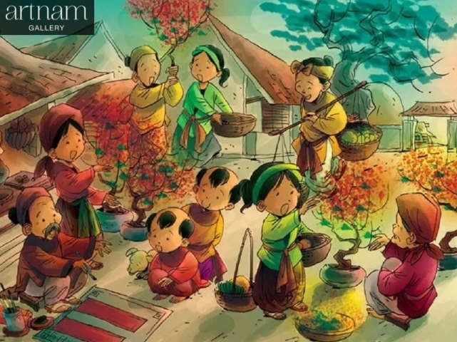 Tranh vẽ tái hiện không khí lễ hội dân gian